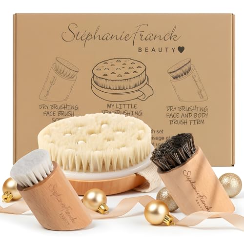 Trockenbürsten Set von Stephanie Franck Beauty – Körperbürste & Gesichtsbürsten aus Naturborsten für Dry Brushing, Peeling, Cellulite & Lymphdrainage – Wellness Geschenk für Frauen & Männer