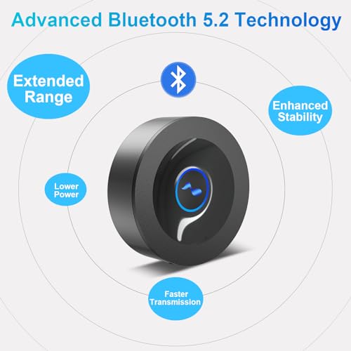 Bluetooth 5.2 Receiver for Home Stereo, RCA & 3.5mm AUX Out Put, Wireless Audio Adapter for Stereo Receiver&Amplifier, Low Latency HiFi Music Streaming