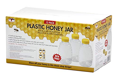 Little Giant Plastic Skep-Style Jar Honey Squeeze Bottle With Flip-Top Lid (16 Ounce, 12 Pack) (Item No. Skep16) #TOP2