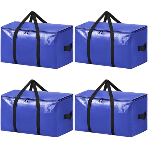 Image of BAGAIL Heavy Duty Moving Bags with Strong Handle, Extra Large Moving Boxes, Storage Tote for Clothes, College Moving Supplies(Dark Blue, 4 Pack)