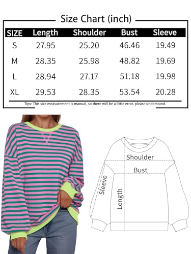 Trendy Queen Oversized Sweatshirt For Women 2024 Fall Crewneck Striped Long Sleeve Shirts Hoodies Preppy Top Y2K Outfits thumb #5