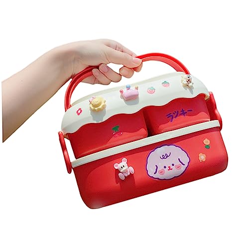 Lugar cajas con 3 compartimentos y pegatinas, caja de bento para niños y niñas Kawaii Lunch Container Sandwich Box Box para acampar