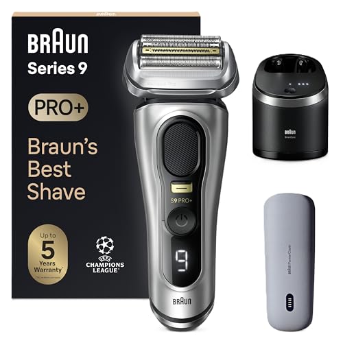 Braun Series 9 PRO+ 9577cc Electric Razor for Men, 5 Pro Shave Elements & Precision Long Hair Trimmer, 6in1 SmartCare Center, PowerCase for Mobile Charging, Wet & Dry, 60min Battery Runtime
