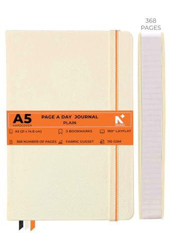 Image of NEORAH -A5 PLAIN | 368 Pages - 110 Gsm |PAGE A DAY JOURNAL (21x14.8 cm)-Hardcover Unruled Notebook |Back Pocket |3 Silk Book Mark - Completely HANDMADE for Journaling,writing- AFTERGLOW