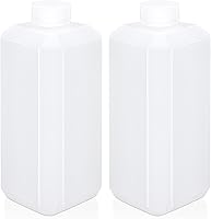 ASEVAT 16.9oz HDPE Square Reagent Bottles, Narrow Mouth Leak-Proof Lab Storage Containers with Inner Ring Cap (2 Pack)