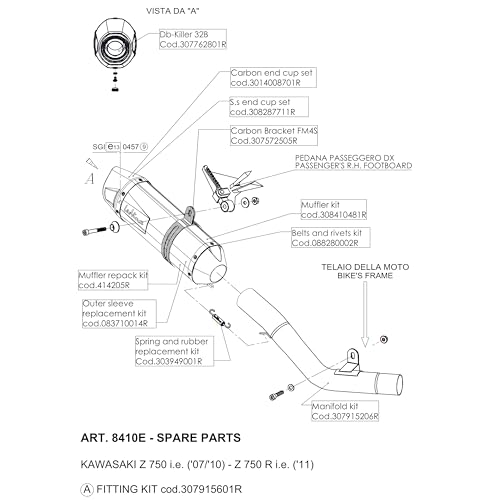 Soporte de escape LeoVince acero de alta resistencia Kawasaki Z 750 2007 2