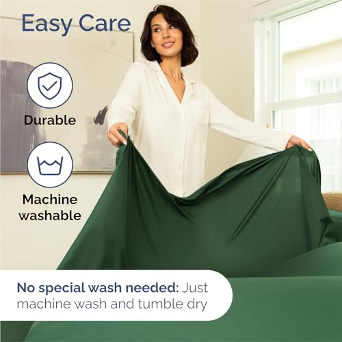 Image of Split King 7 Piece Bed Sheet Set - Breathable & Cooling - Emerald Green