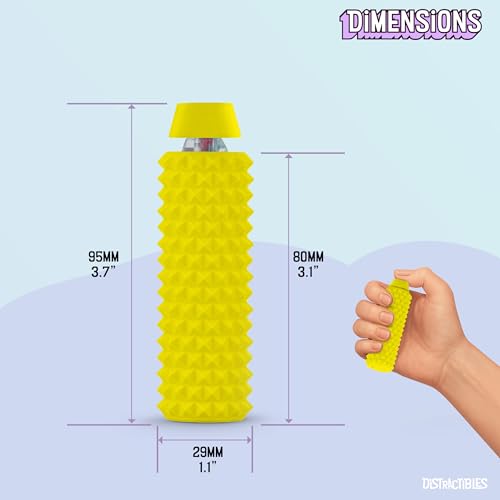 Image of Distractibles Spike Roller Clicker, Tactile Pain Stim Fidget with Clicker Switch, Pain Stimulation Roller with Lanyard (Yellow)