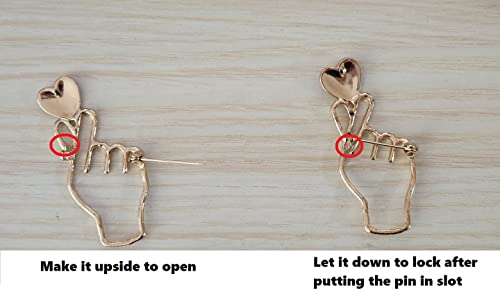 Image of Brooches Heart Finger for K-Pop Pins Love Heart Hand Pins Korean Symbol Love 2 pcs Pin for Clothing Decoration Army Gift merch