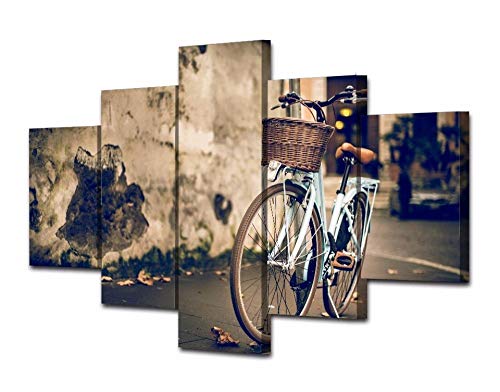 Tableau mural sur toile photo motif moderne vélo nostalgique 5 pièces
