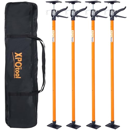 4 Pack Adjustable Support Pole, Steel Telescopic Adjustable 3rd Hand Support System, Extends 45 to 114 Inch, Supports up to 154 lbs for Jacks, Cargo Bars, Drywalls (Orange, 45