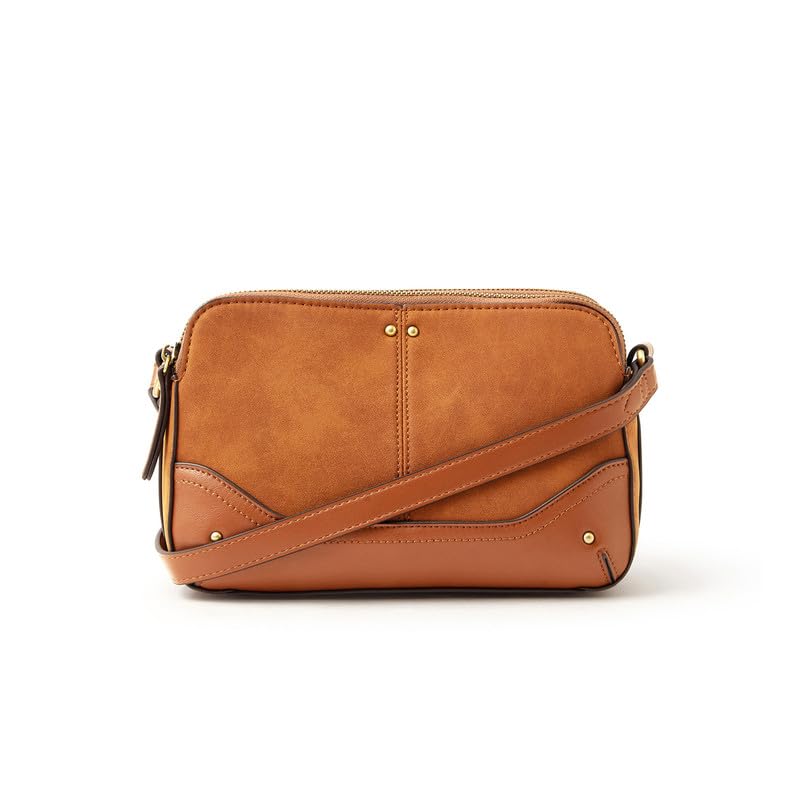 accessorize London Women's Brown Classic Double Zip Sling Bag |Hand bags for women stylish |shoulder bag for woman latest |purse for women handbag-picture-28