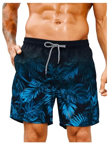 Floerns Men's Tropical Print Swim Trunks Tie Waist Quick Dry Board Shorts3