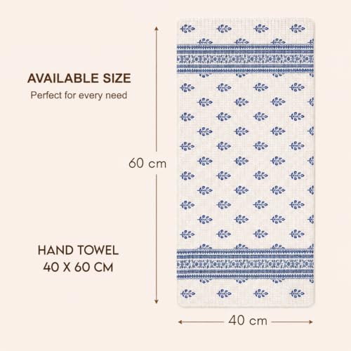 Image of Cotton Rich Printed Waffle Hand Towel | Lightweight | Anti Microbial & Water Absorbent | Soft Touch Quick Drying Towels (Indigo Buti, Pack of 4)