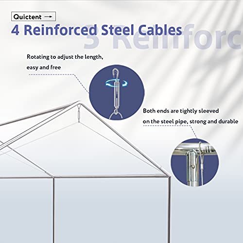 Quictent 10’X20’ Heavy Duty Carport Car Canopy Galvanized Car Boat Shelter With Reinforced Steel Cables-White #TOP1