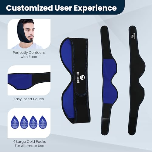 Image of Fittest Pro Wisdom Teeth Ice Pack Head Wrap Jaw Ice Pack for Face Oral Surgery, 4 Hot Cold Gel Pack for TMJ, Tooth Extraction, Tonsillectomy Recovery