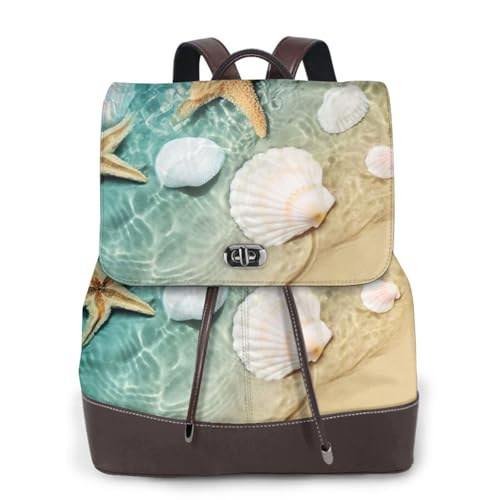 Sac à dos pour ordinateur portable EdWal multifonction en cuir noir à motif marin