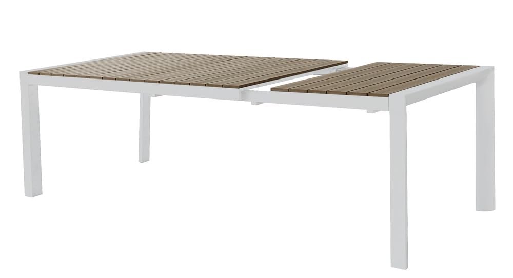 VERDELOOK | Tavolo Allungabile Creta Bianco 163,5/223 H75 cm, Tavolo da Giardino con Struttura in Alluminio Verniciato e Piano in Polywood Effetto Legno, Tavolo da Esterno con Prolunga