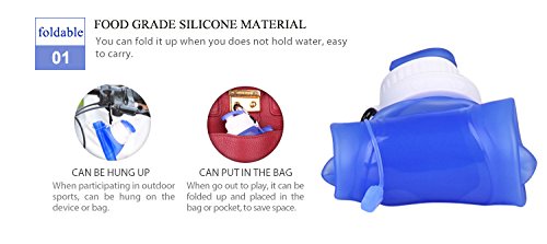 Omana 500ml Collapsible Silicone Water Bottle, BPA-Free, Lightweight & Leakproof Foldable Bottle with Carabiner - Image 2