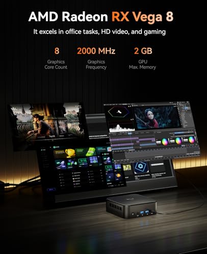 NiPoGi E3B Mini PC AMD Ryzen 7 5825U(Bis zu 4,5GHz) 16GB DDR4 512GB SSD mit Radeon RX Vega 8 Graphics Micro Desktop Computer Für Büro/Heimkino/Meeting/Business/Trip |WiFi 6|BT 5.2|USB3.2 – Bild 5
