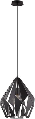 Eglo Lighting 49255A - Colgante de una luz, color negro y plateado