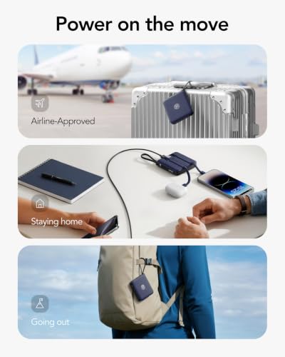 Image of VRURC Portable Charger for iPhone, 10000mAh 22.5W Fast Charging Power Bank | with Built-in Cables, LED Display, Battery Pack for iPhone 17 /16 /15 Series, Samsung S26, Travel Essentials (Royal Blue)