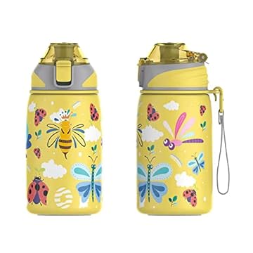 Fjbottle Borraccia Termica per bambini 400ML - Senza Perdite/Senza BPA, Bottiglia termica acciaio inox per scuola, asilo