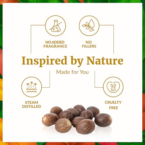 Image of SVA Nutmeg Essential Oil 1 /3 Fl Oz - for Diffuser, Skin & Hair Care - Ideal for Massage & DIY Blends - with Dropper