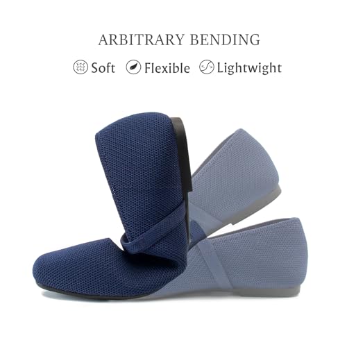 Image of Soesyi Knit Flats for Women Square Toe Flats Casual Ballet Flats with Ankle Strap,Mary Jane Shoes Women Comfortable for Dressy Office