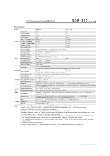 Alimentation à découpage 240W NDR-240-24 pour armoire électrique active - 2