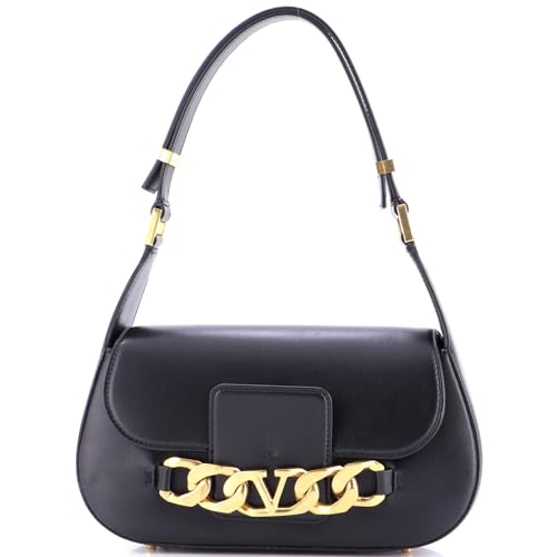 Valentino Garavani, Pre-Loved VLogo Chain Flap Shoulder Bag Leather Medium,