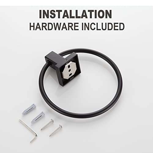 Orlif Towel Ring Black For Bathroom，Sus 304 Stainless Steel Hand Towel Holder Round Bath Towel Holder Hangers With Wall Mount Hardware（2 Pack，Drill Needed） #TOP4