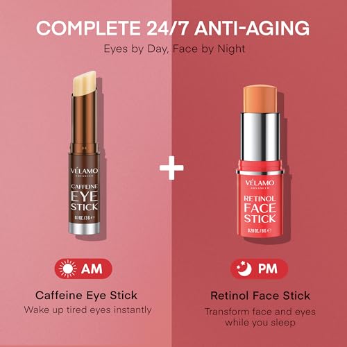VELAMO ADVANCED Retinol Stick for Face & Eyes: Retinol Cream for Face Anti Aging - Firming Serum Stick for Neck & Chest - Under Eye Cream for Dark Circles, Puffiness & Wrinkles 0.28 OZ/8g