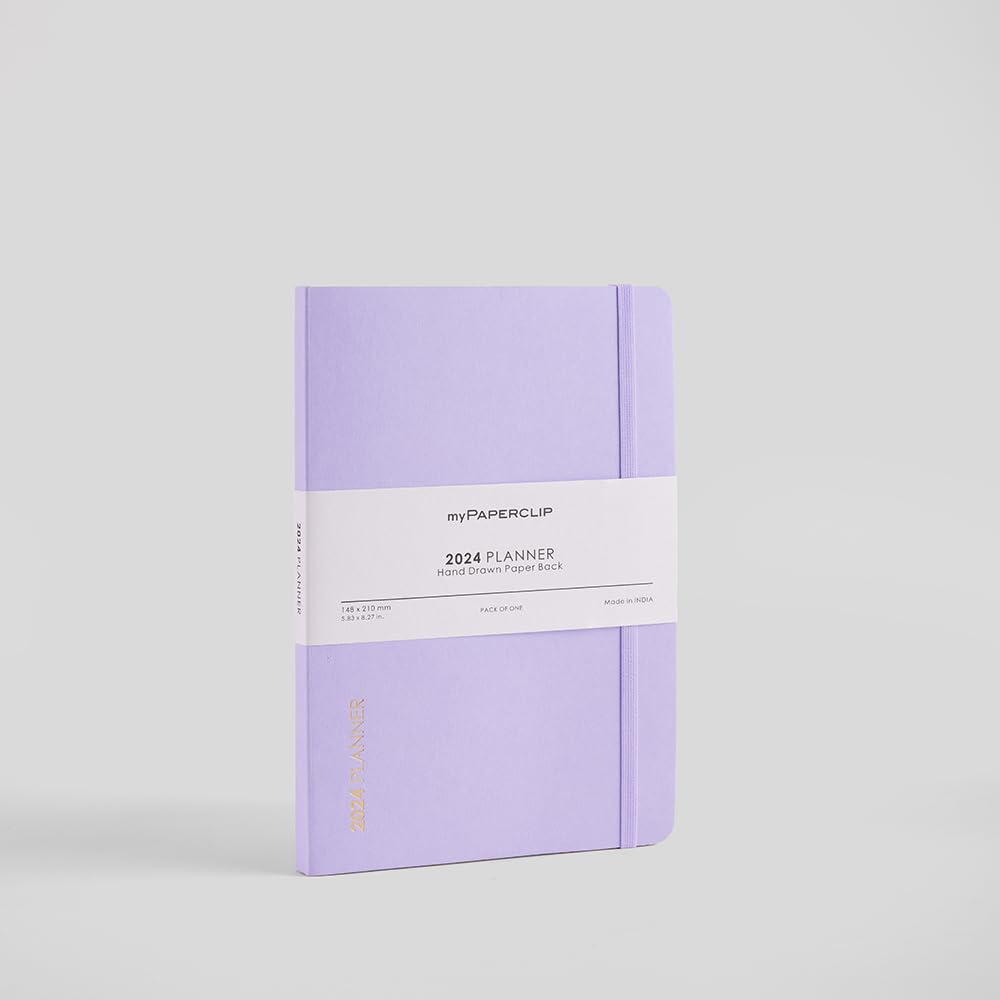 myPAPERCLIP 2024 Weekly Planner, Section Thread Bound, Hand Drawn Paper Back, A5 (148 x 210 mm, 5.83 x 8.27 in), 2024-Weekly_Planner-D1_Lilac