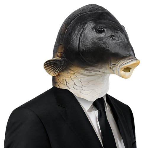 Cafele Fish Mask Funny Black Fish Head Animal Mask Novelty