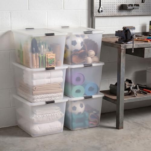Image of IRIS USA 6-Pack High-Capacity Clip Box with Latching Lids, 55 Quart Storage Bins, Supply Containers for Home, Office & Classroom Organization