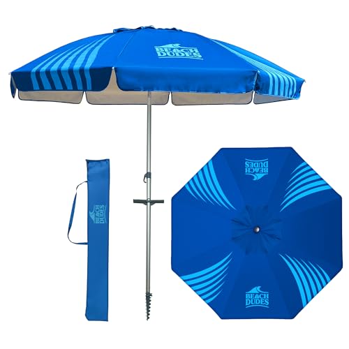 Beach Dudes 8FT Premium Beach Umbrella – Windproof Double‑Vented UPF