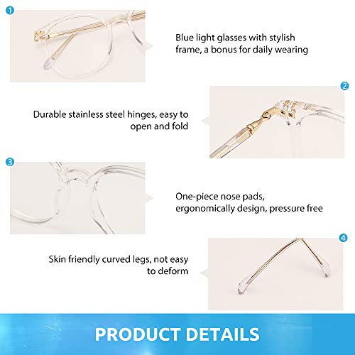 Image of Firmoo Blue Light Blocking Reading Glasses 1.25x Women /Men, Computer Reading /Gaming /TV /Phones Glasses UV Glare Readers Glasses, Clear Frame
