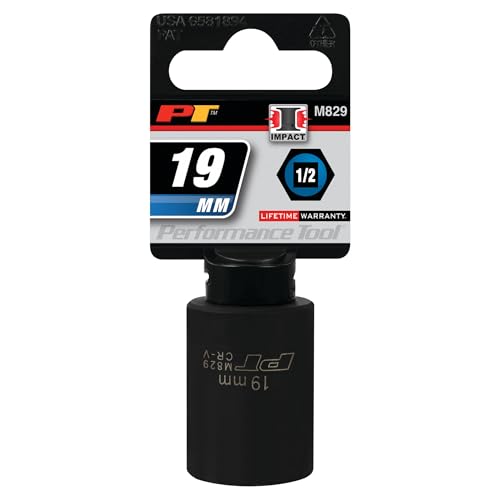 Image of Performance Tool M829 1 /2-Inch Drive 19mm 6pt Impact Socket