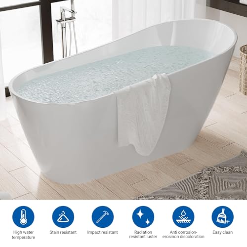 Image of GarveeLife 67 Inch Freestanding Bathtubs, Acrylic Free Standing Tub, Integrated Overflow Design, Luxury Freestanding Bathtub for Contemporary Home