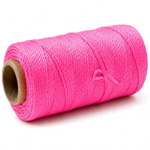 Image of Mason Line String 260FT, 390FT, 780FT, 1500FT, 2300FT, Durable Construction Twine for Laying Bricks, Blocks, Fences in Gardening, DIY & Landscaping Projects (Pink, 393 Ft)