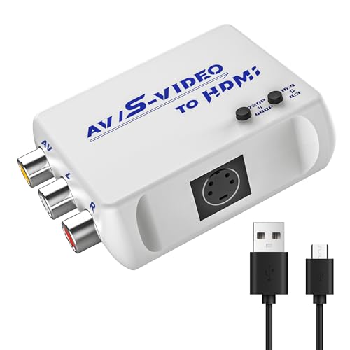 FeiEVER Convertitore RCA S-Video a HDMI, convertitore AV a HDMI,