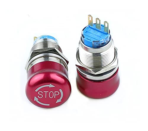 Bouton d'arrêt d'urgence rouge ONECM 19mm en acier inoxydable 3 broches