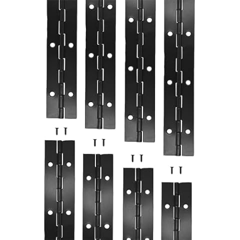 8Pack Heavy Duty Piano Hinge,12-Inch Black Continuous & Piano Hinges,0.05" Thickness,1.2" Open Width, Ideal for Folding Cabinet Doors, Black Stainless Furniture Hinges Includes 96pcs Screws … Cover