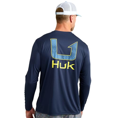HUK Men's Pursuit Patterned Crew Long Sleeve Shirt