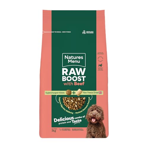 Natures Menu Raw boost Dry Food for Dogs with Beef - 3kg