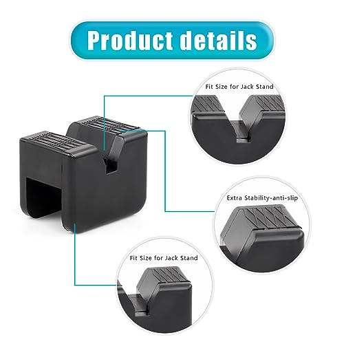 Image of gunhunt 2 PCS Car Jack Pad Adapter, Rubber Anti-Slip Waterproof Jack Stand Protector, Universal Slotted Frame Protector for Jack Stand (Black)
