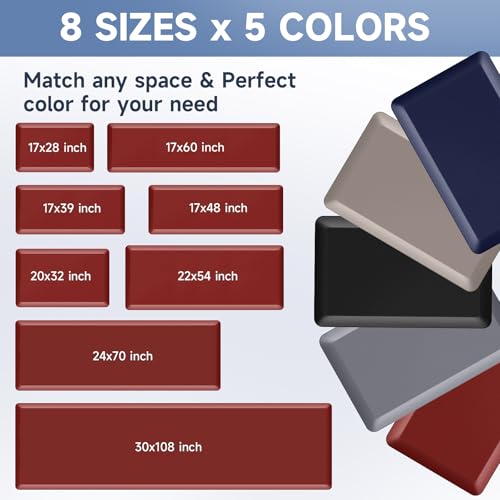 Image of 4 /5 Inch Thick Kitchen Mats for Floor, StepRite Kitchen Rug for Standing Desk, Non-Slip, Thicker, Stain & Water Resistant, Comfort Anti Fatigue Floor Mat for Home, Kitchen, Office - Red,108 * 30''