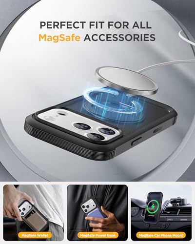 Image of Miracase for iPhone 17 Pro Case with 360 Spin Magnetic Stand, Full-Body Phone Case with Built-in Glass Screen Protector & Camera Control, Drop Proof iPhone 17 Pro Cover, Black