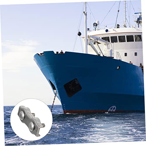 4 Pcs Braçadeira dupla de cabo de aço clipes de aço inoxidável clipes de cabo de aço acessórios de c